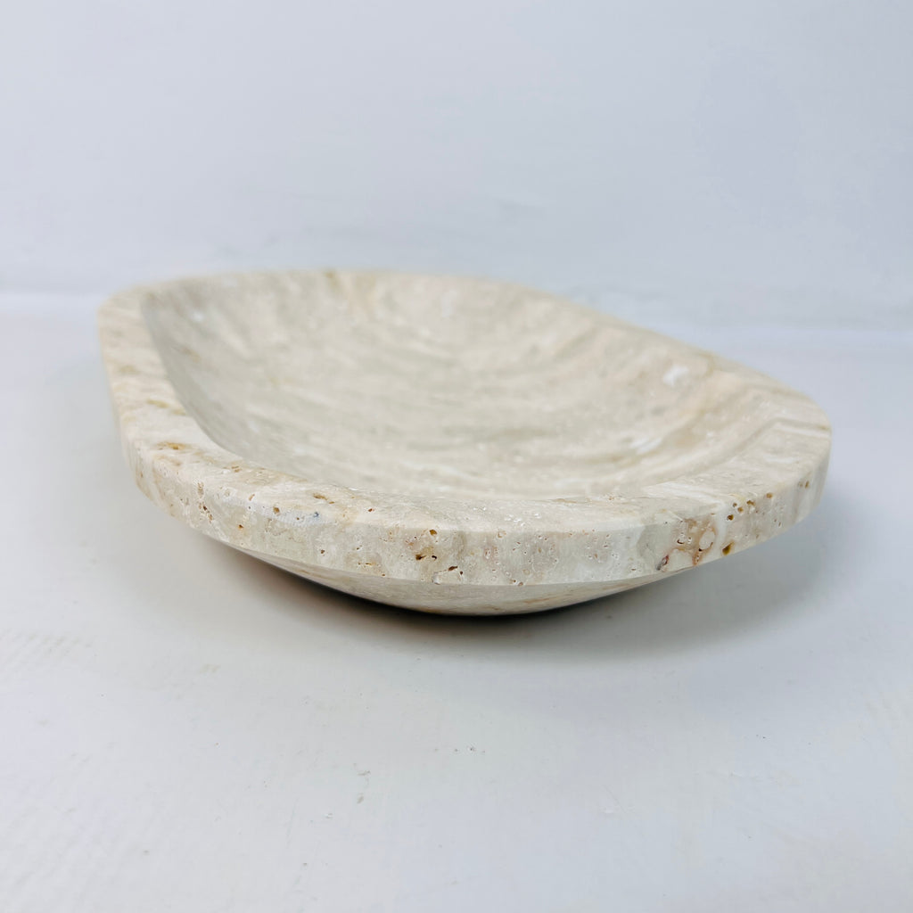 Travertine Oval Lined Tray