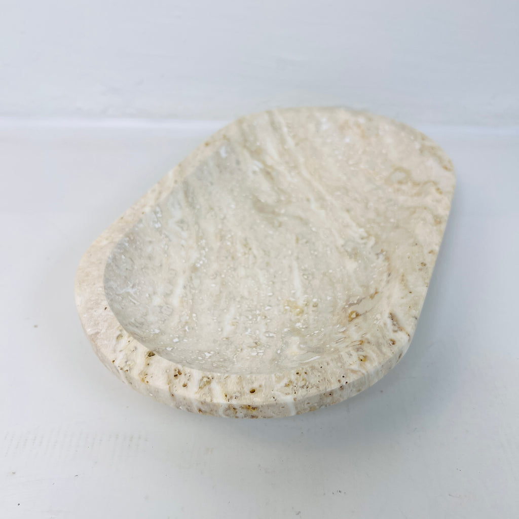 Travertine Oval Lined Tray