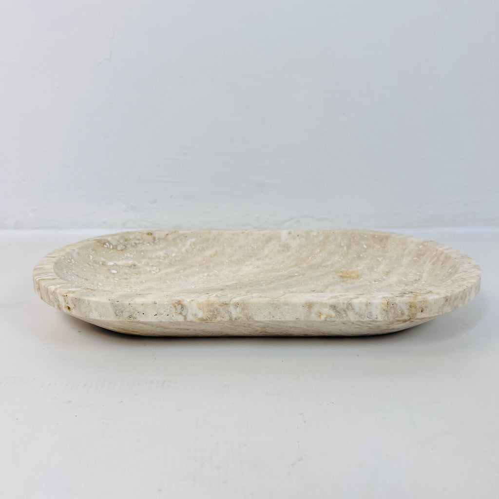 Travertine Oval Splotched Tray