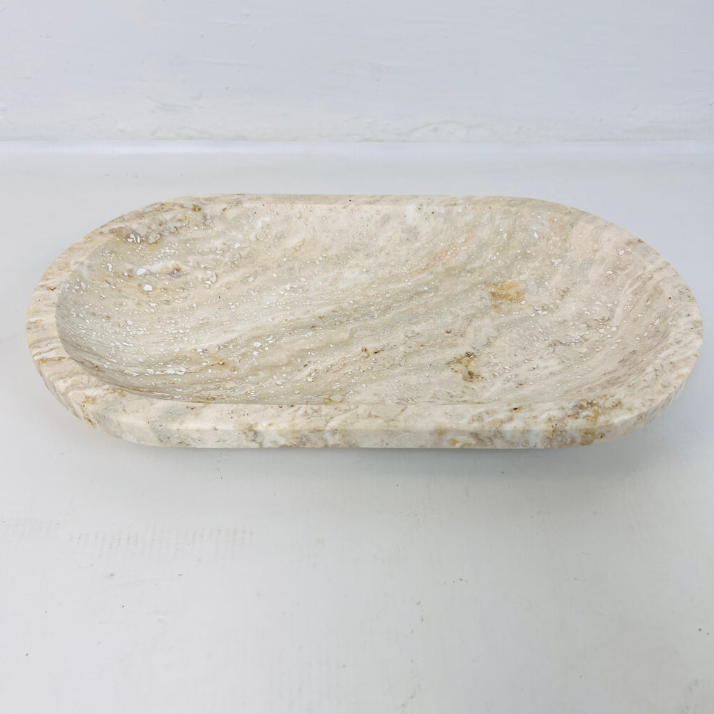 Travertine Oval Splotched Tray