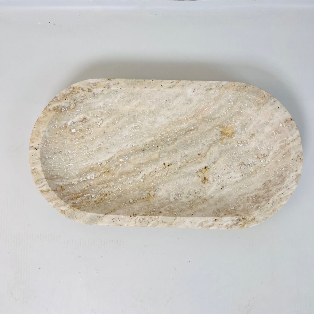 Travertine Oval Splotched Tray