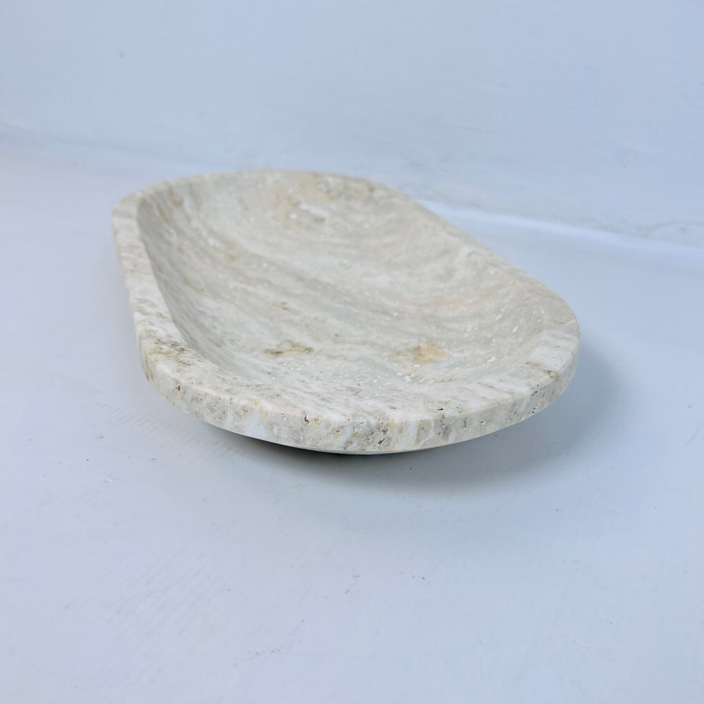 Travertine Oval Splotched Tray