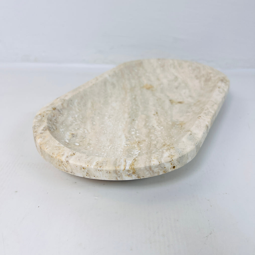 Travertine Oval Splotched Tray