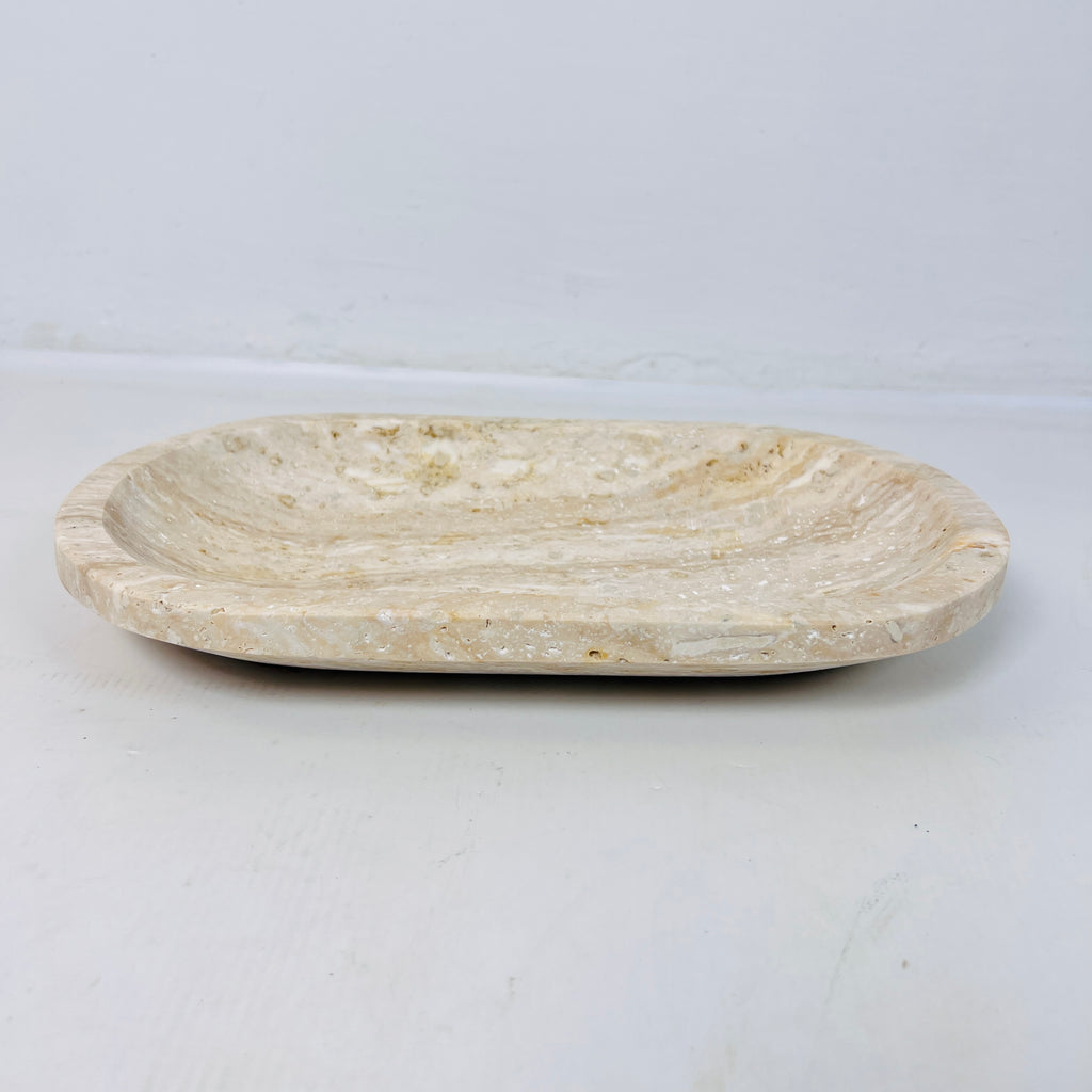 Travertine Oval Lightly Grazed Tray