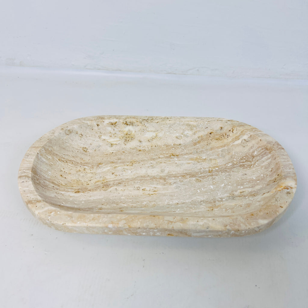 Travertine Oval Lightly Grazed Tray