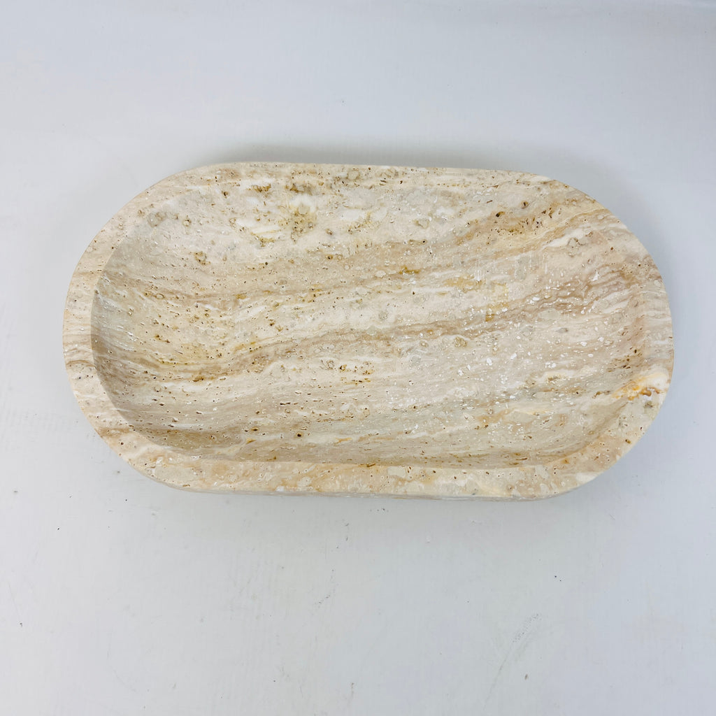 Travertine Oval Lightly Grazed Tray