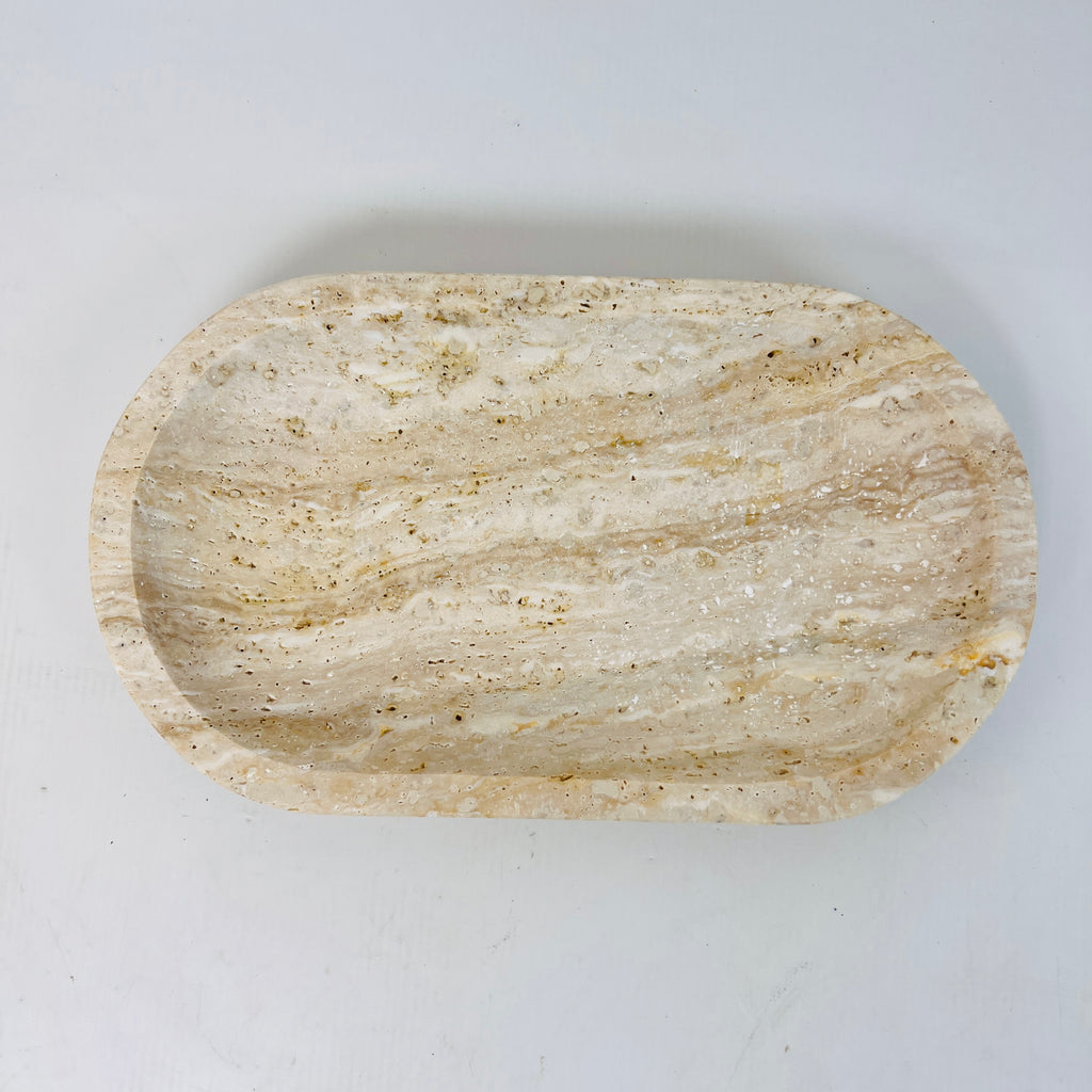 Travertine Oval Lightly Grazed Tray