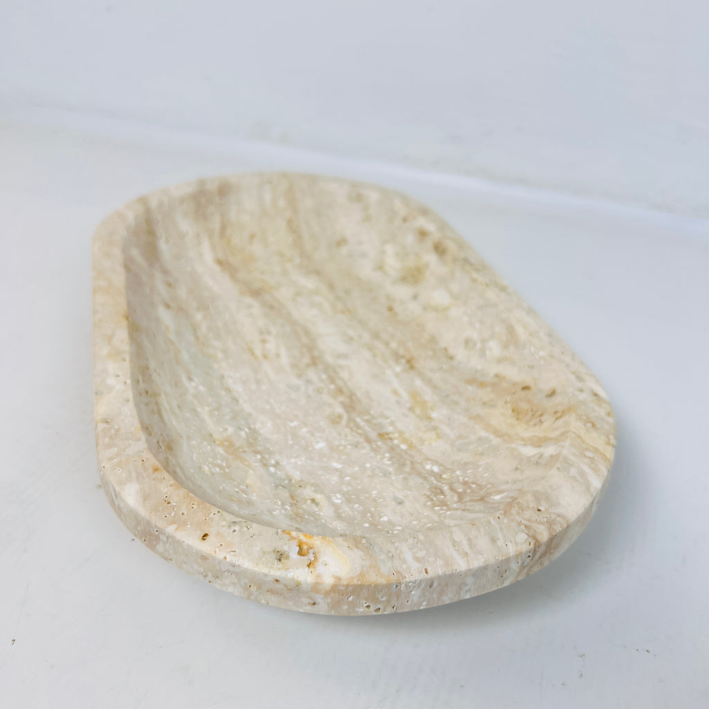 Travertine Oval Lightly Grazed Tray