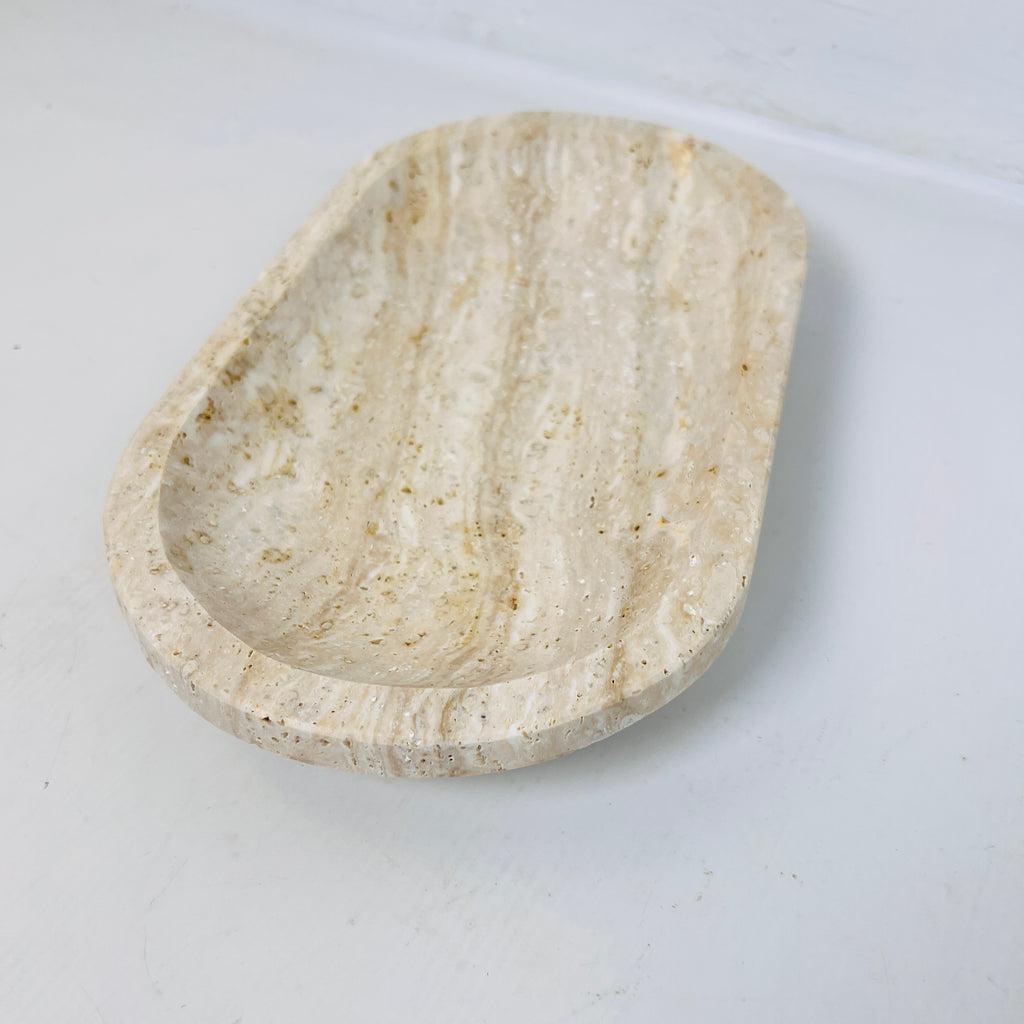 Travertine Oval Lightly Grazed Tray