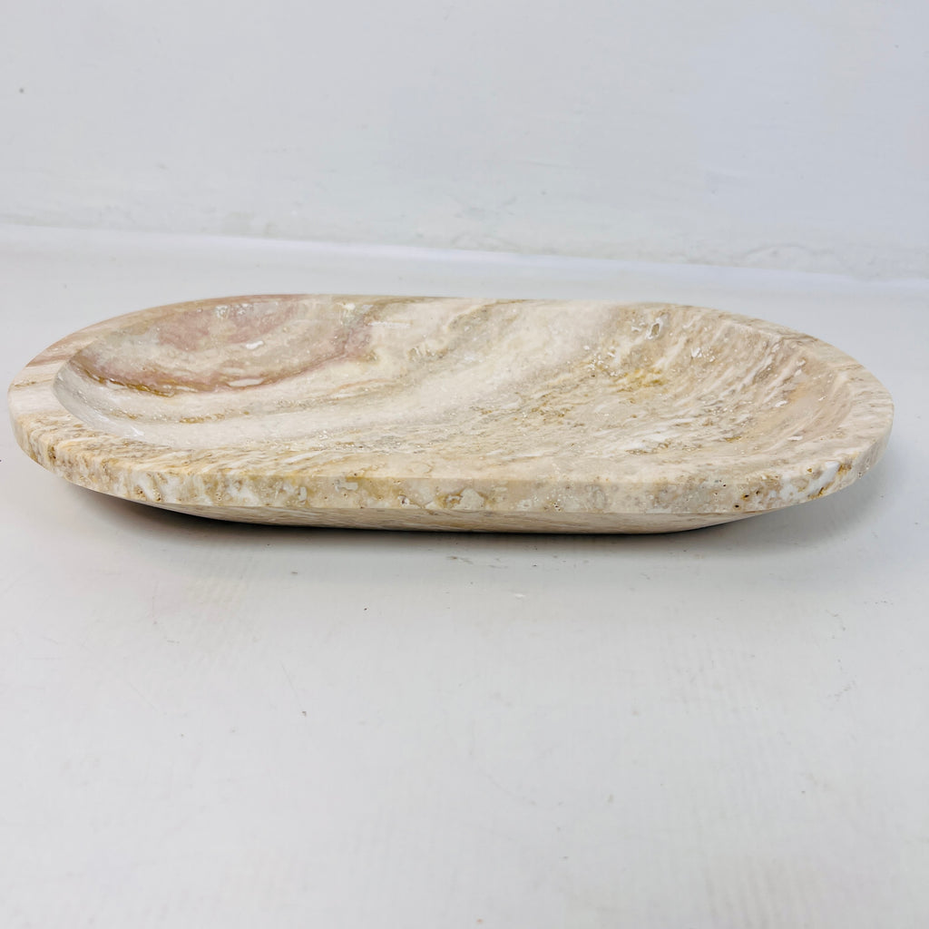 Travertine Oval Waved Tray