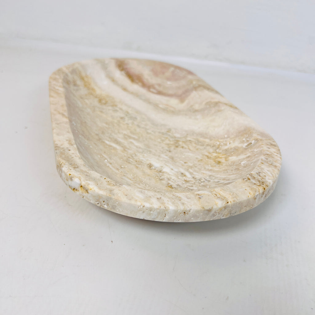 Travertine Oval Waved Tray