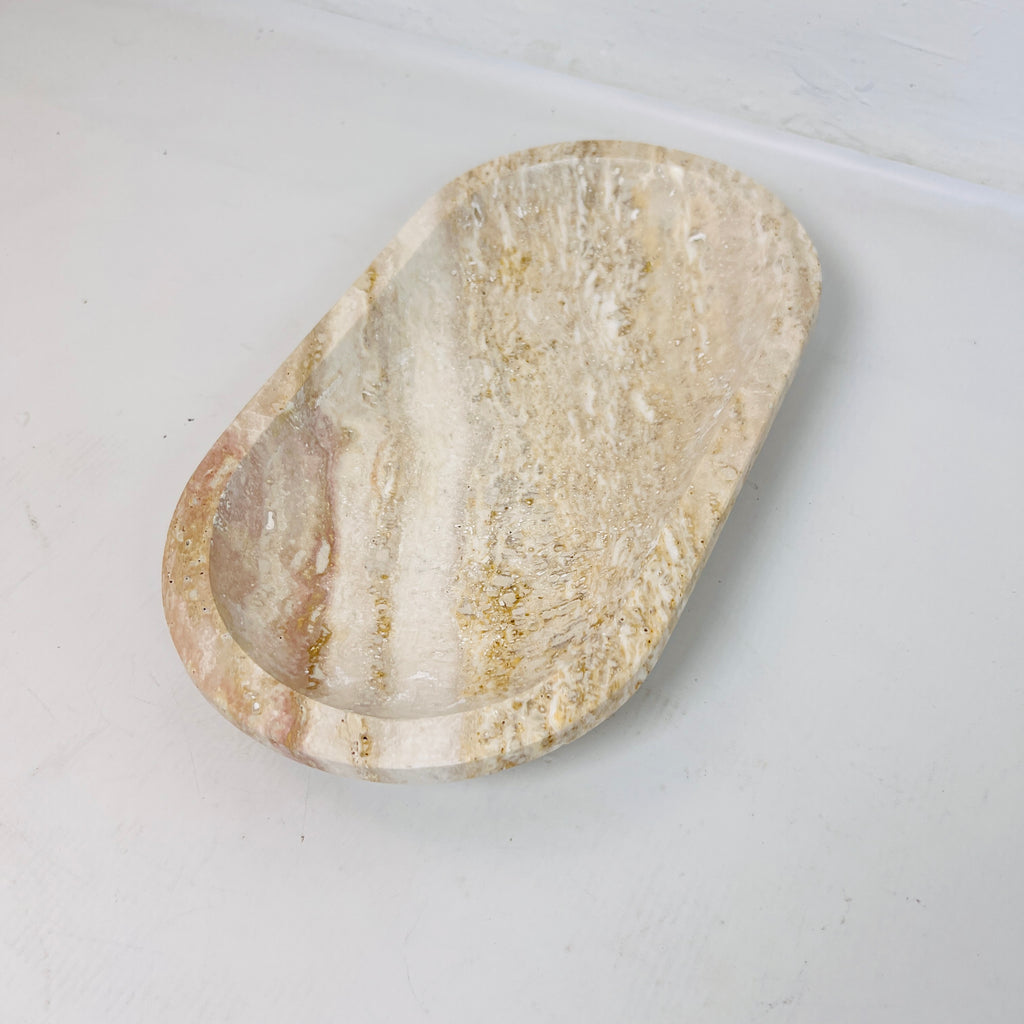 Travertine Oval Waved Tray