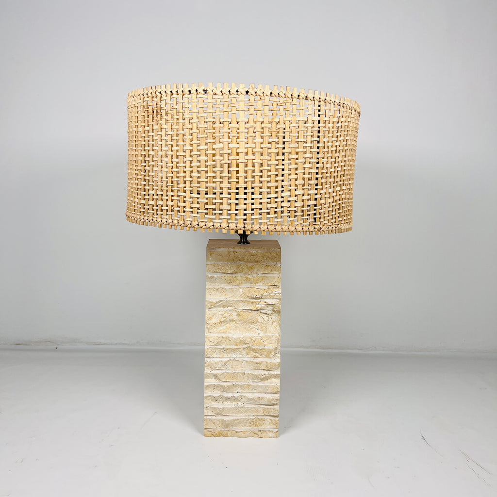 Chiseled Travertine Table Lamp