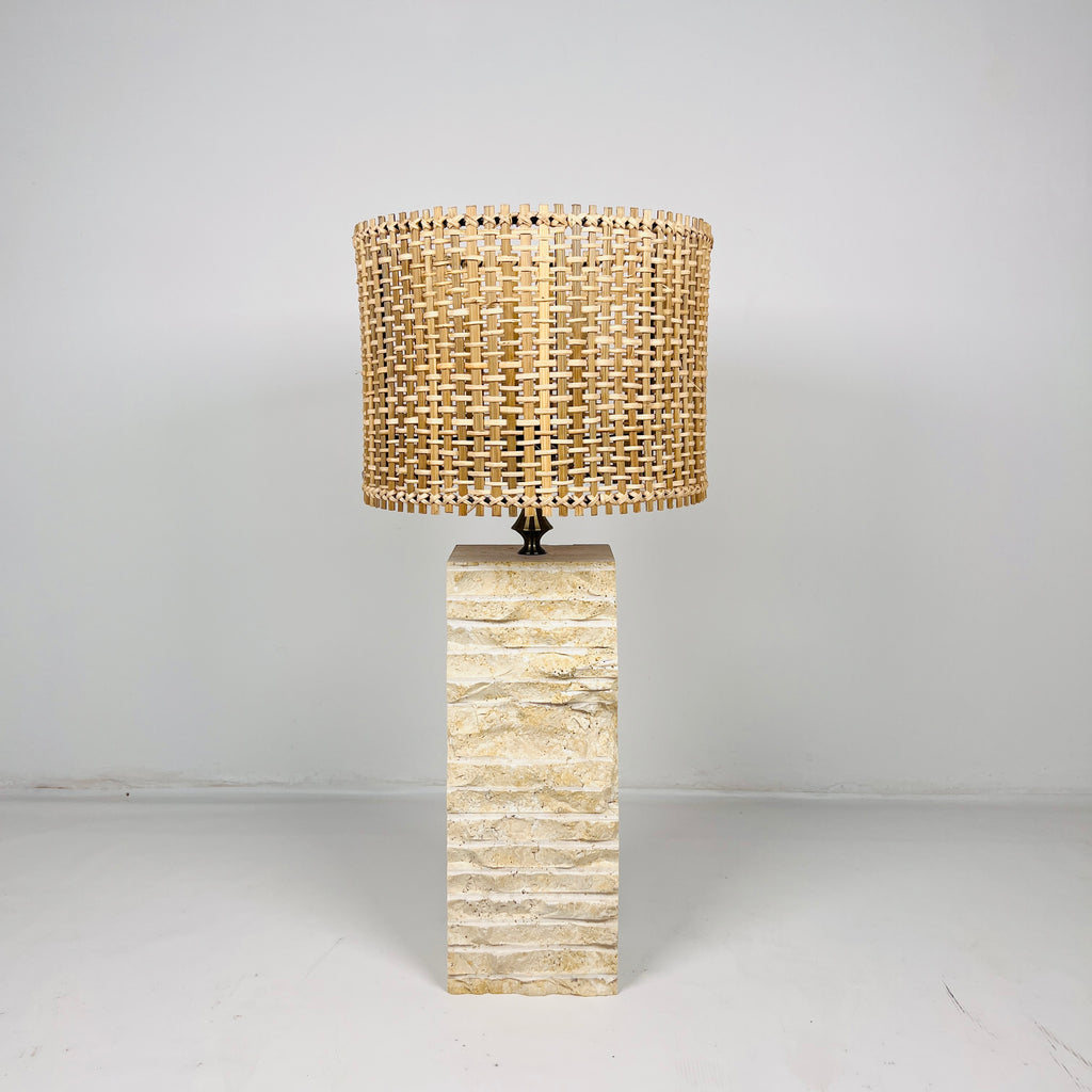 Chiseled Travertine Table Lamp