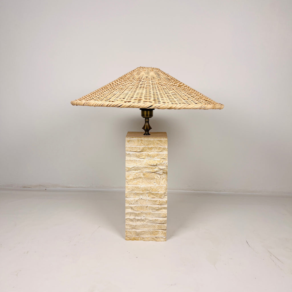 Chiseled Travertine Table Lamp