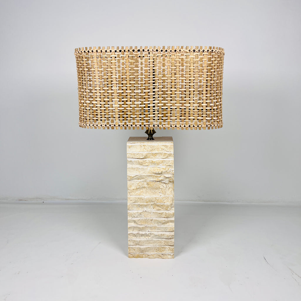 Chiseled Travertine Table Lamp