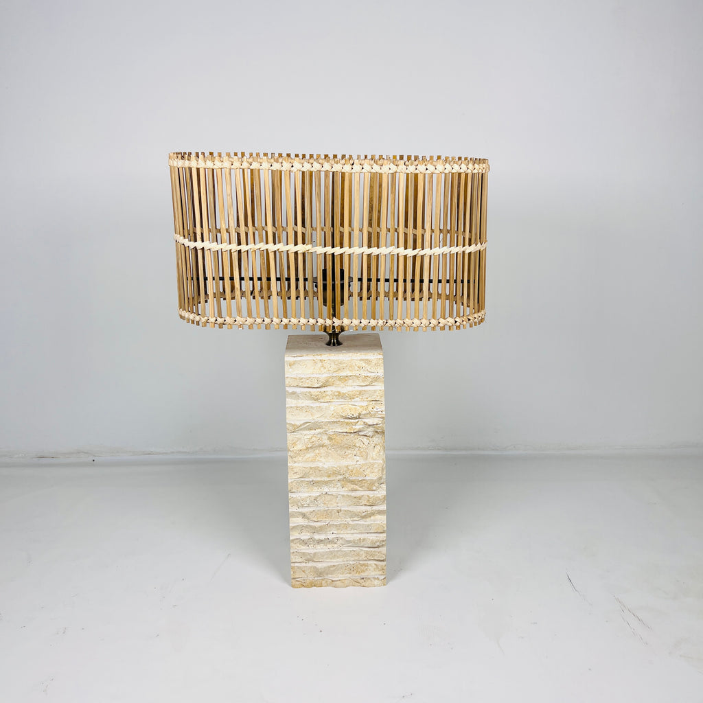 Chiseled Travertine Table Lamp