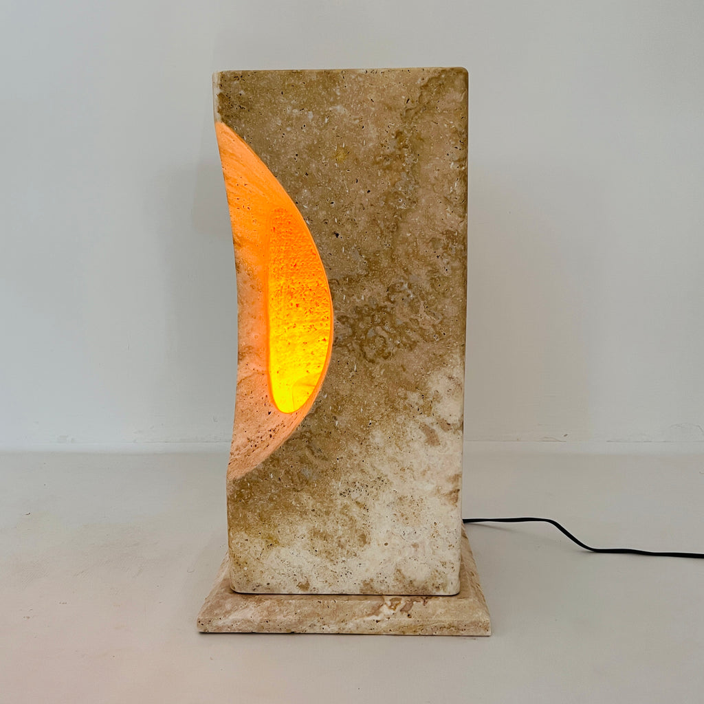 Half Crescent Stone Floor Lamp