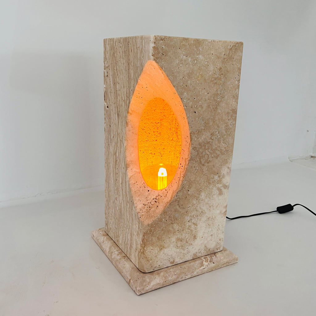 Half Crescent Stone Floor Lamp