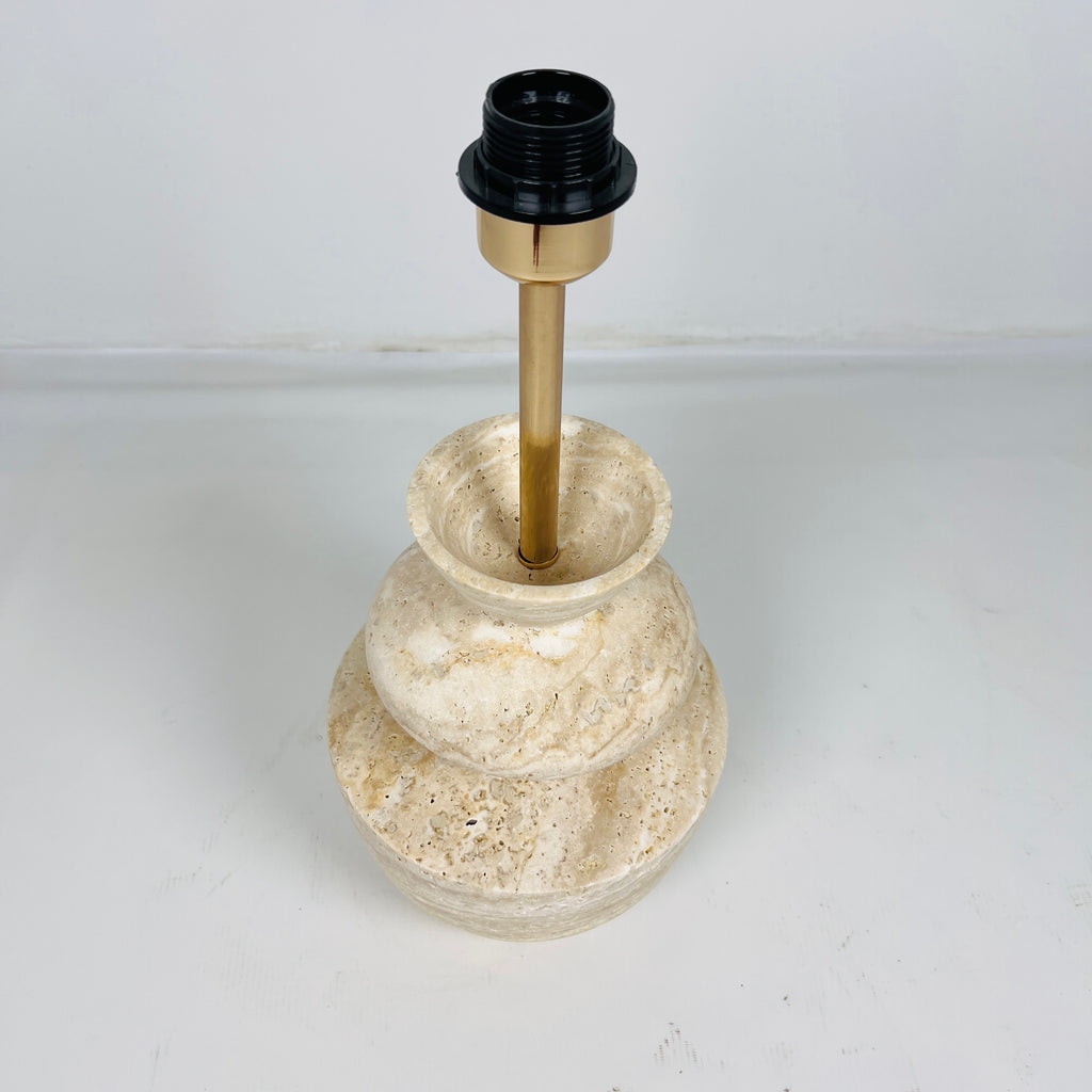 Pot Bottom Travertine Table Lamp