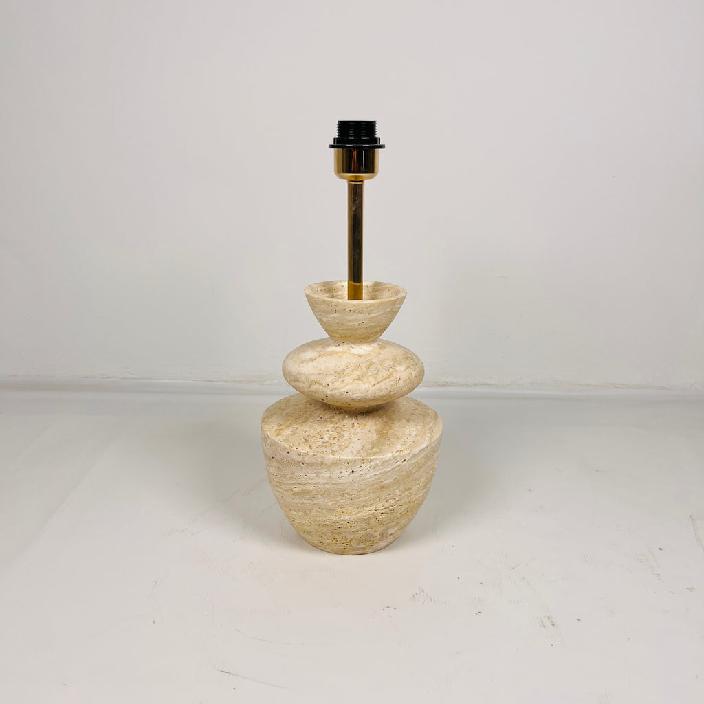 Pot Bottom Travertine Table Lamp