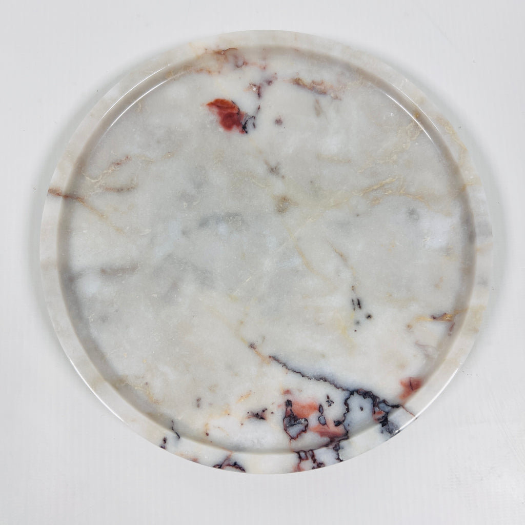 Red And White Marble Plate