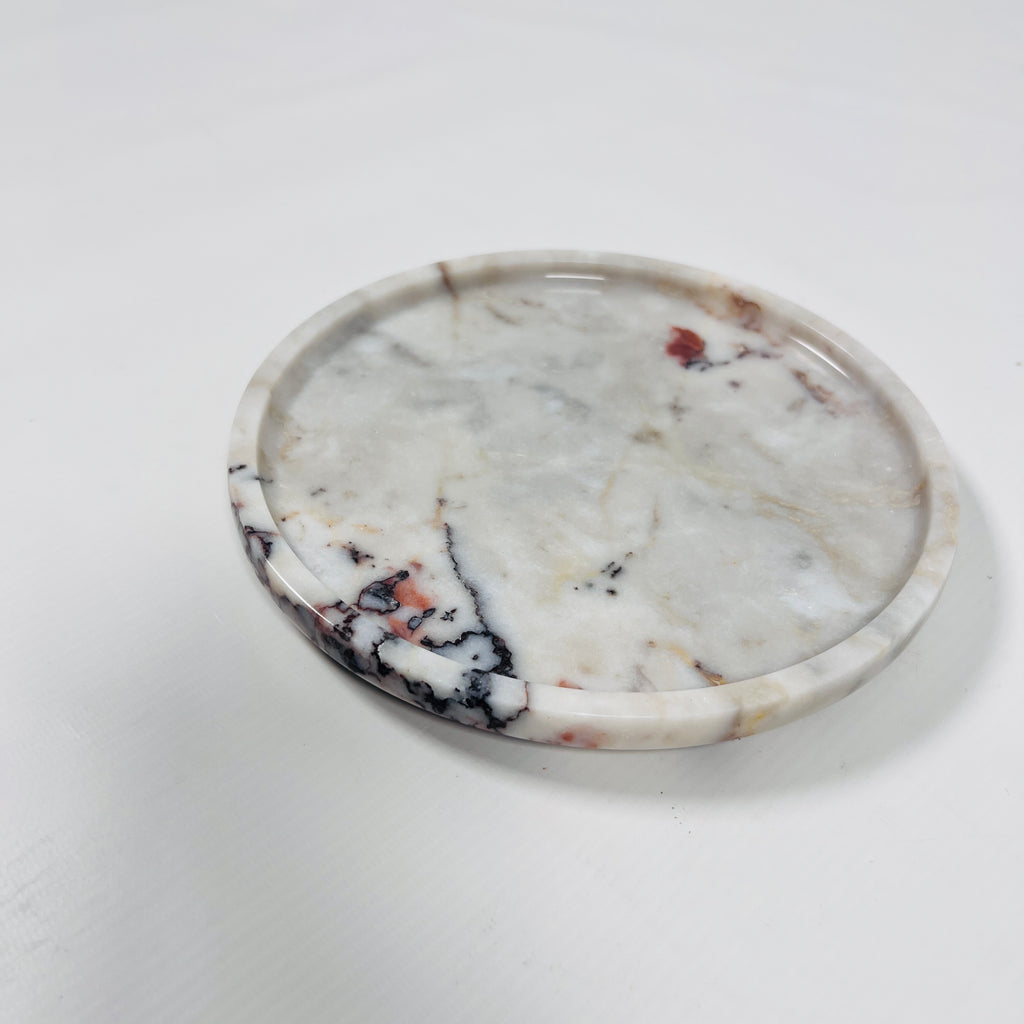 Red And White Marble Plate