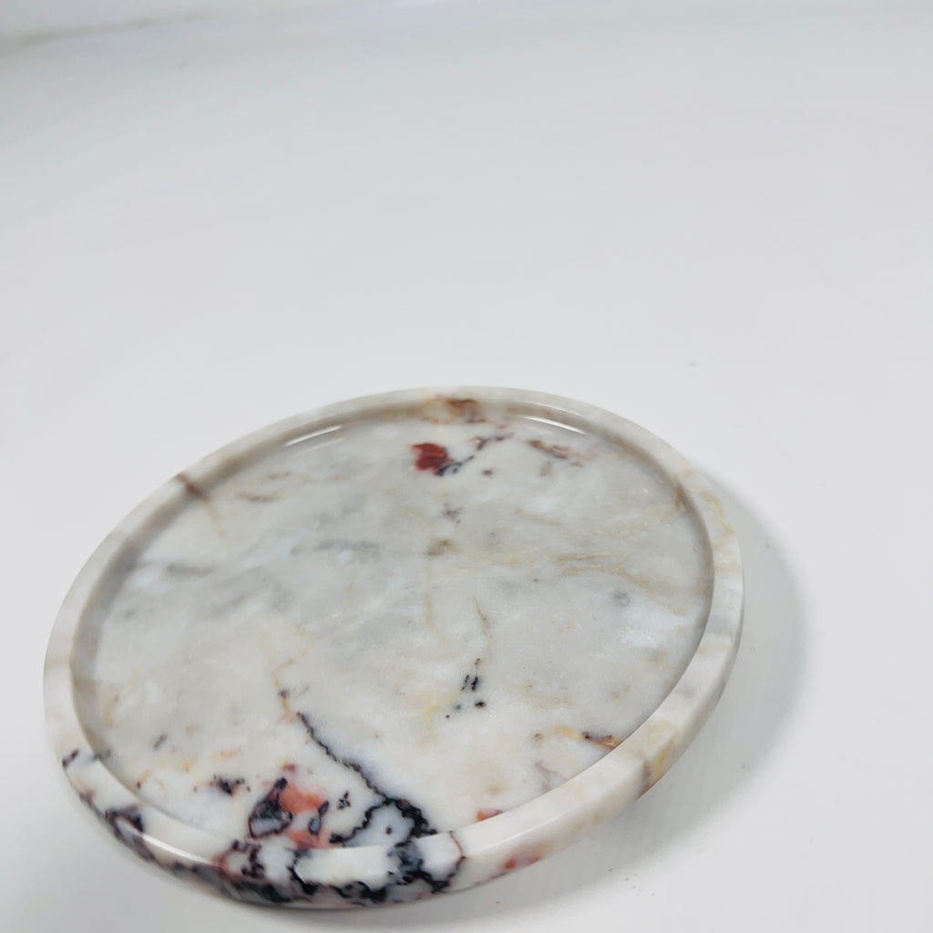 Red And White Marble Plate