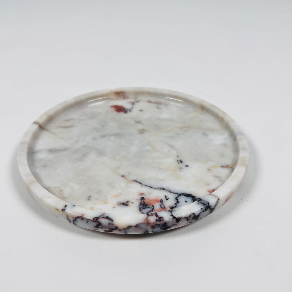 Red And White Marble Plate