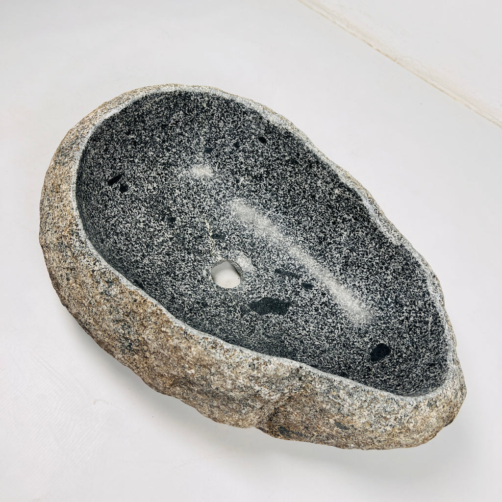 Dark Grey Spotted River Stone Sink