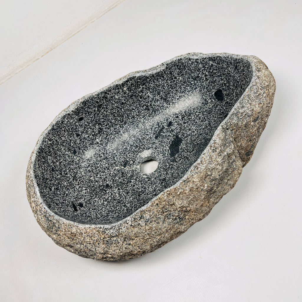 Dark Grey Spotted River Stone Sink