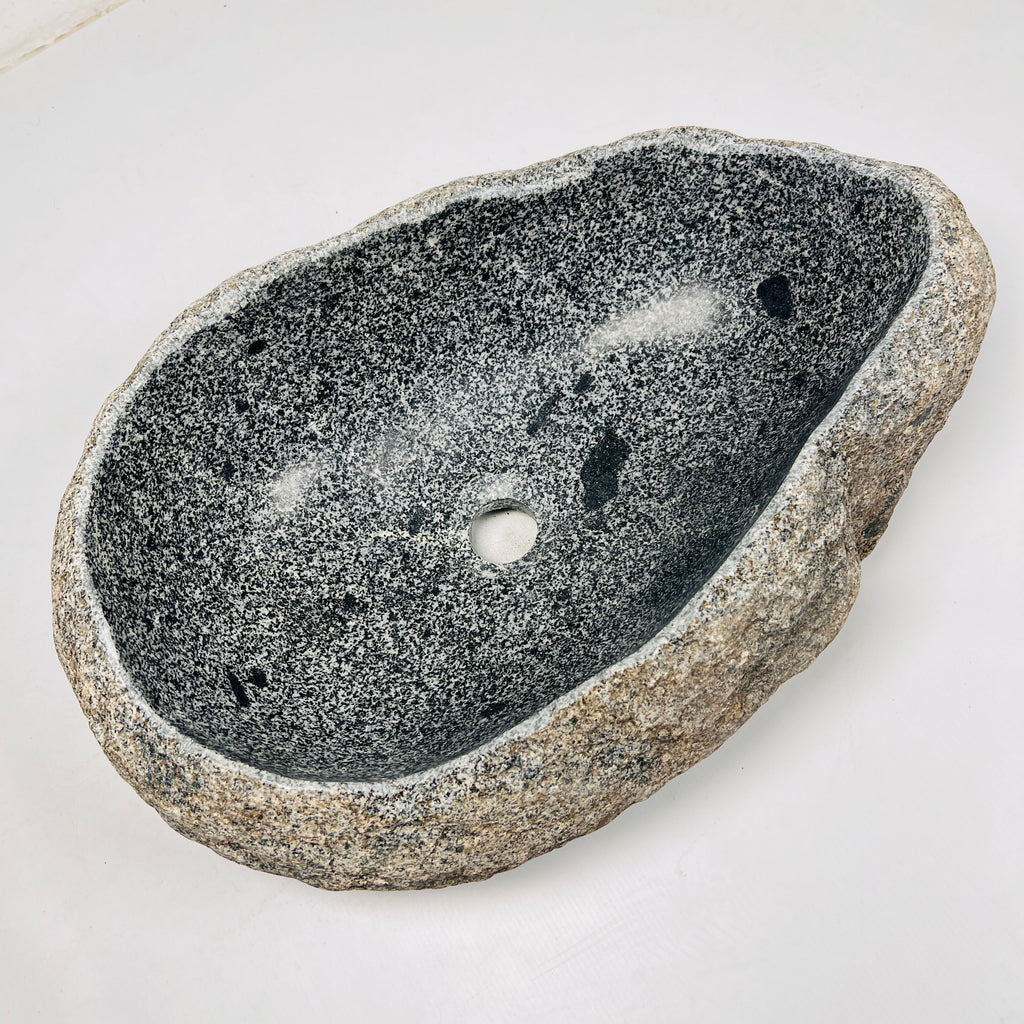 Dark Grey Spotted River Stone Sink