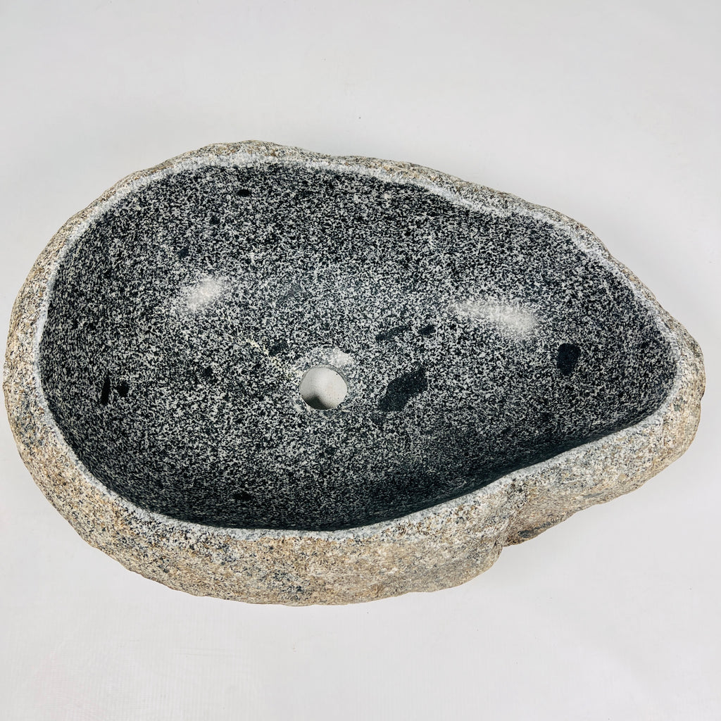 Dark Grey Spotted River Stone Sink