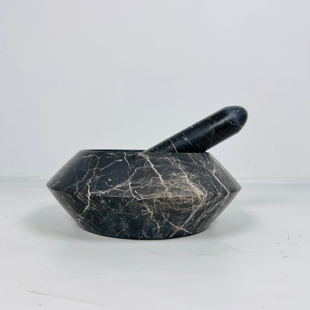 Golden Streaked Mortar & pestle