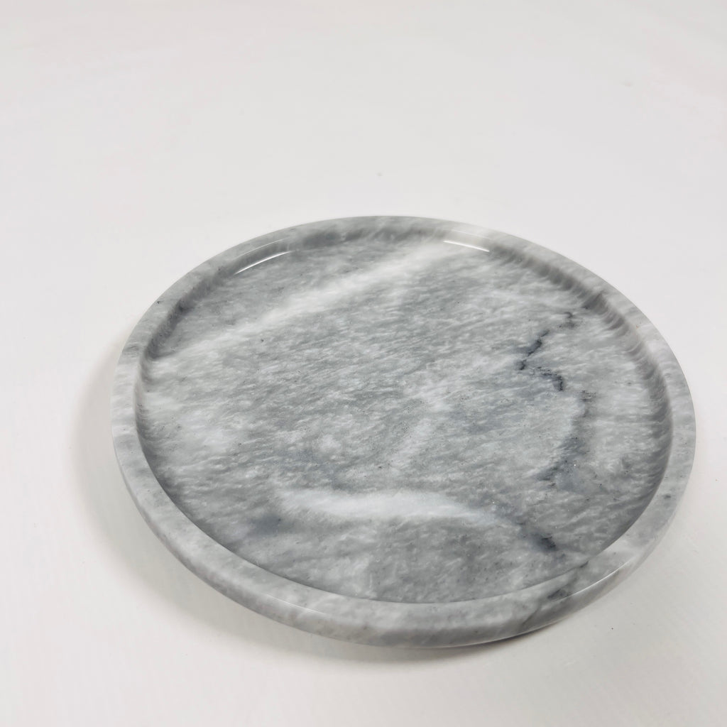 Dark Grey Blotched Marble Plate