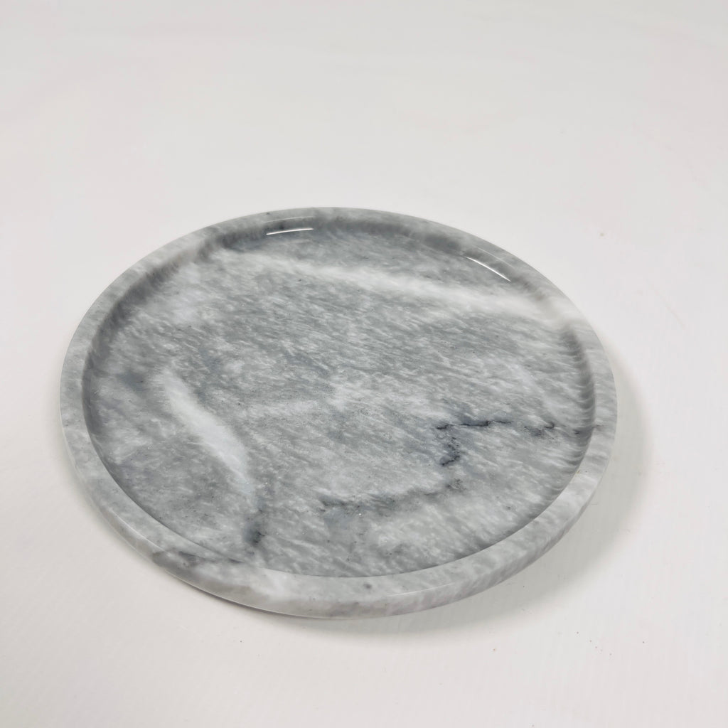 Dark Grey Blotched Marble Plate