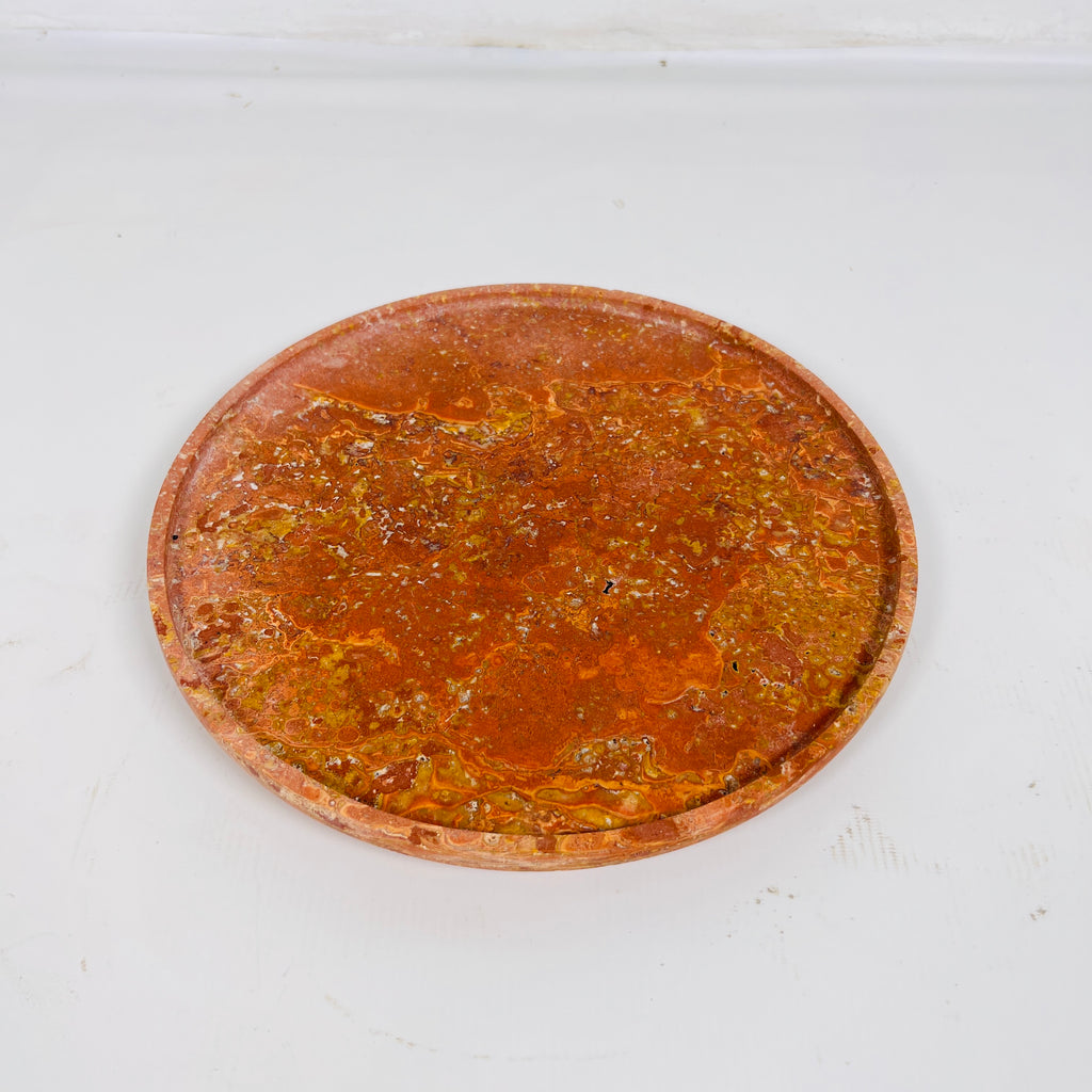 Bright Red Travertine Plate