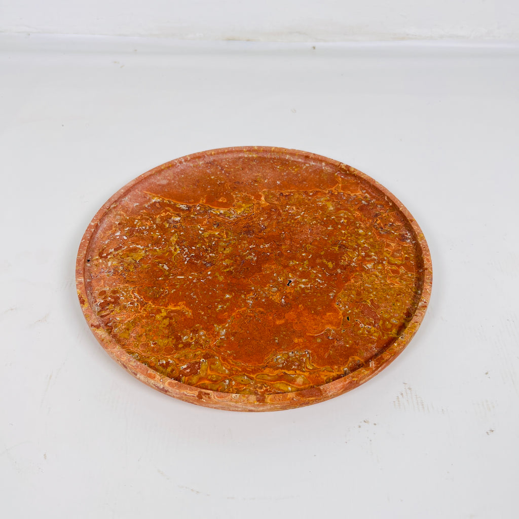 Bright Red Travertine Plate