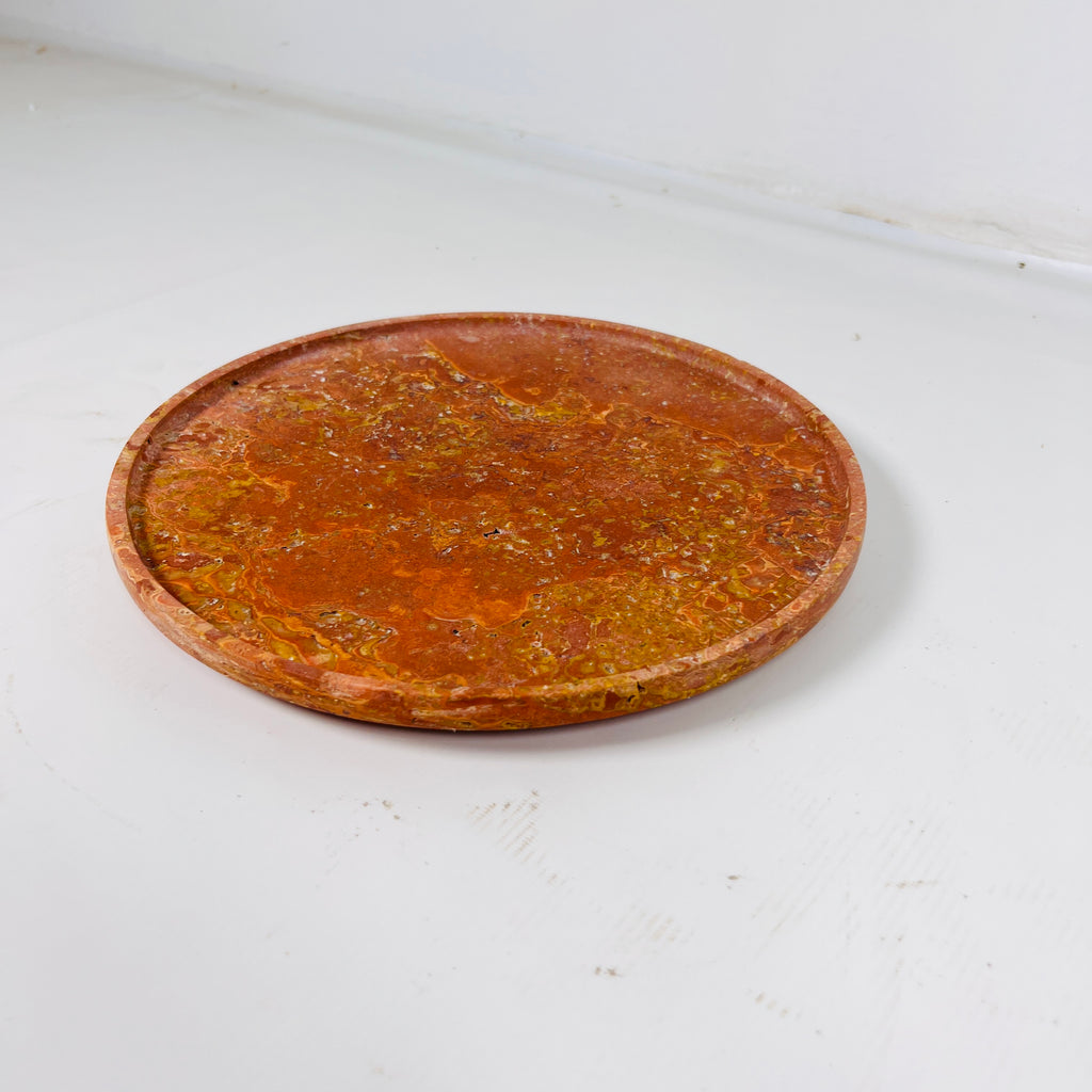 Bright Red Travertine Plate