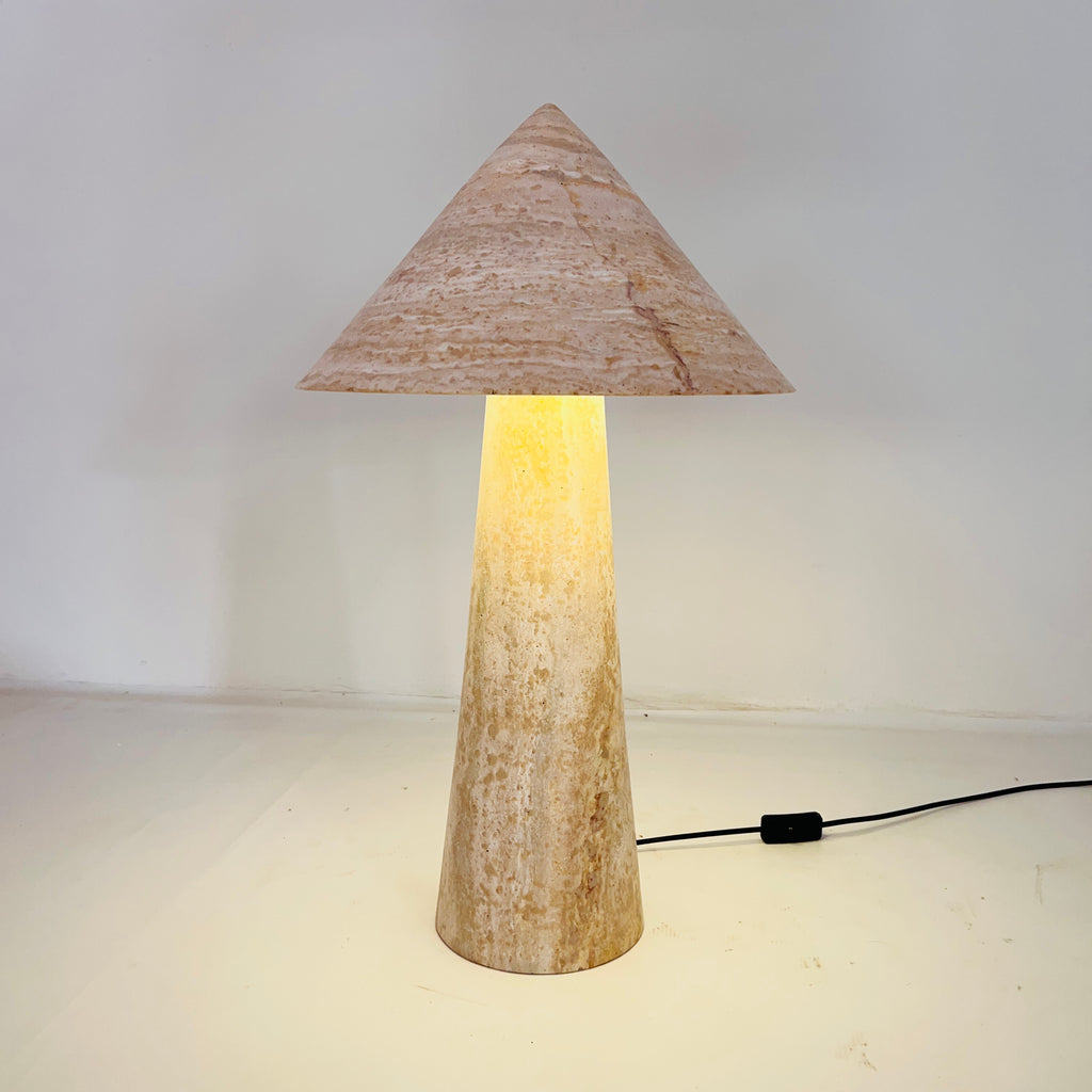 Cone-Head Travertine Table Lamp