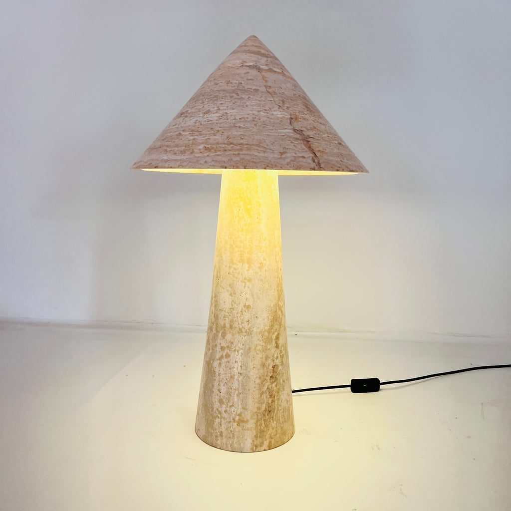 Cone-Head Travertine Table Lamp