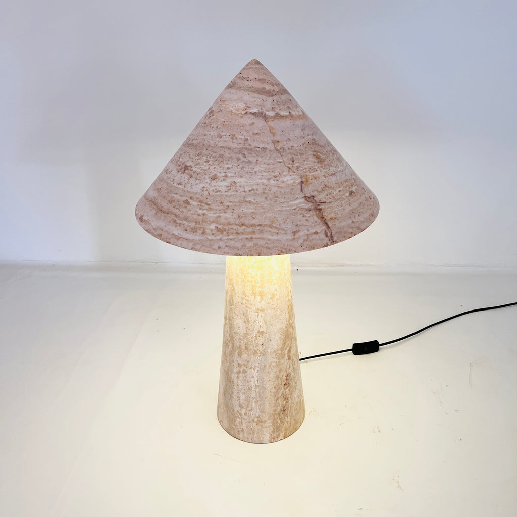 Cone-Head Travertine Table Lamp