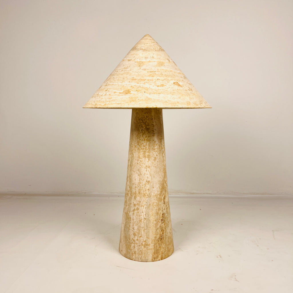 Cone-Head Travertine Table Lamp