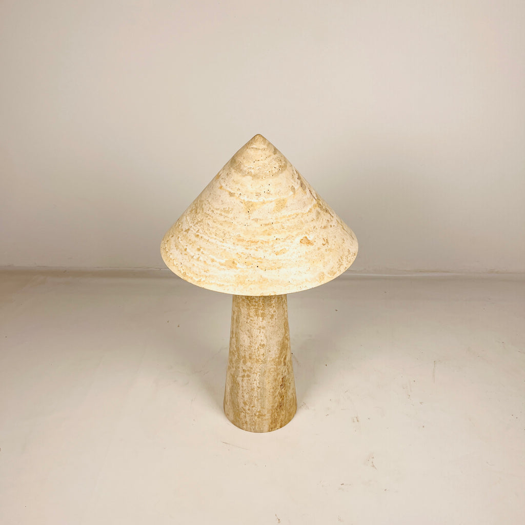 Cone-Head Travertine Table Lamp