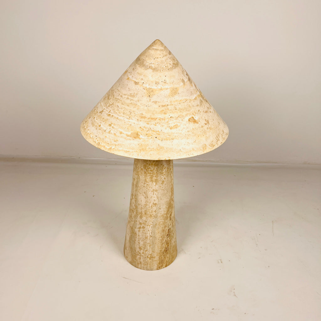 Cone-Head Travertine Table Lamp