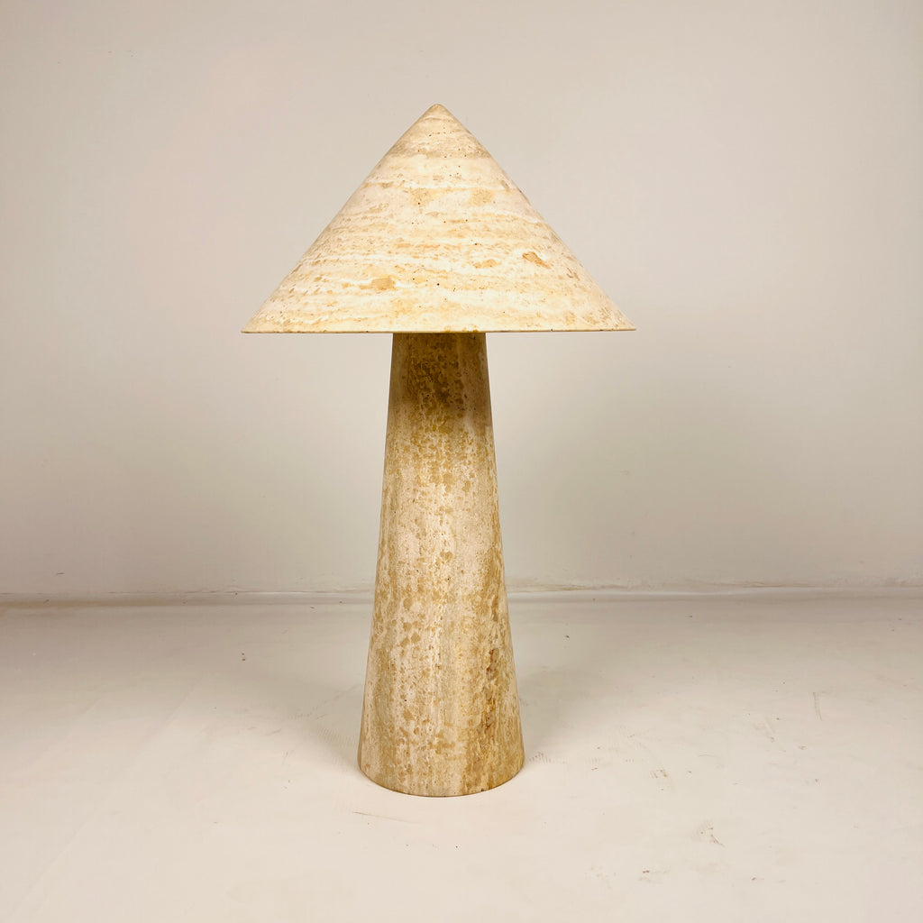 Cone-Head Travertine Table Lamp