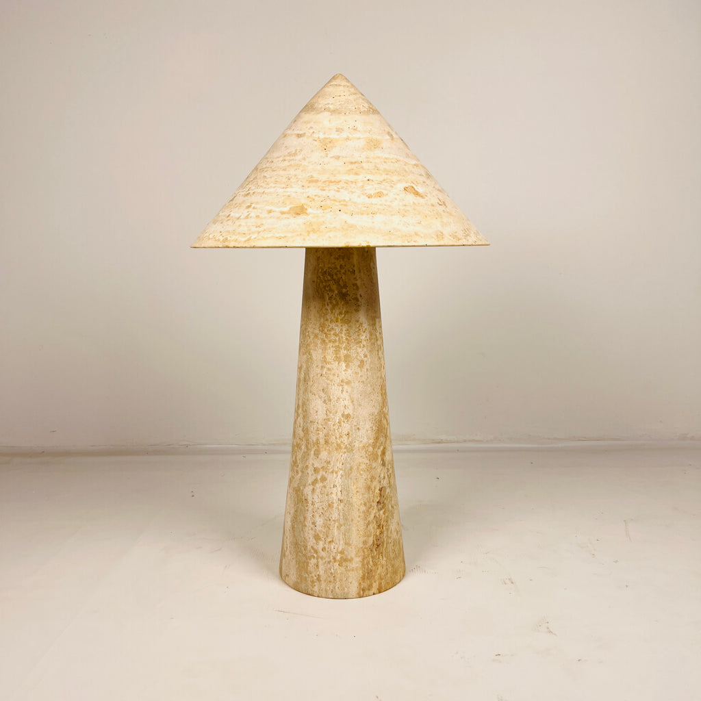 Cone-Head Travertine Table Lamp