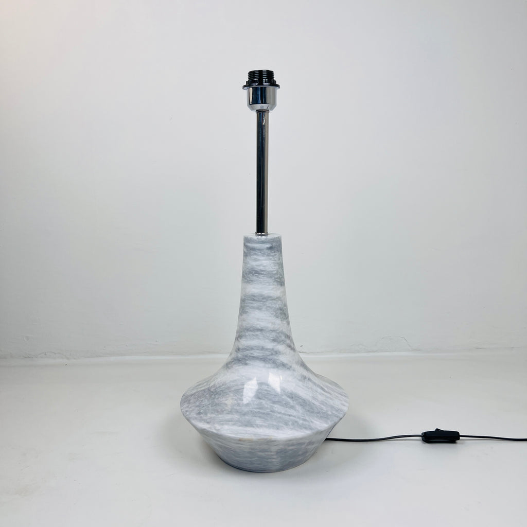 Bulged Saucer Grey Streaked Splashed Table Lamp