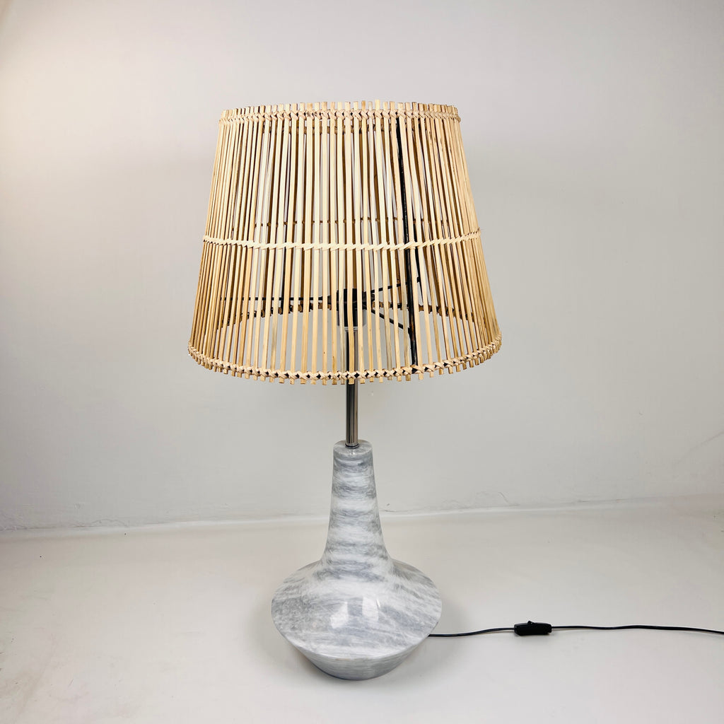 Bulged Saucer Grey Streaked Splashed Table Lamp