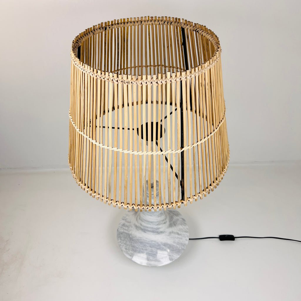 Bulged Saucer Grey Streaked Splashed Table Lamp